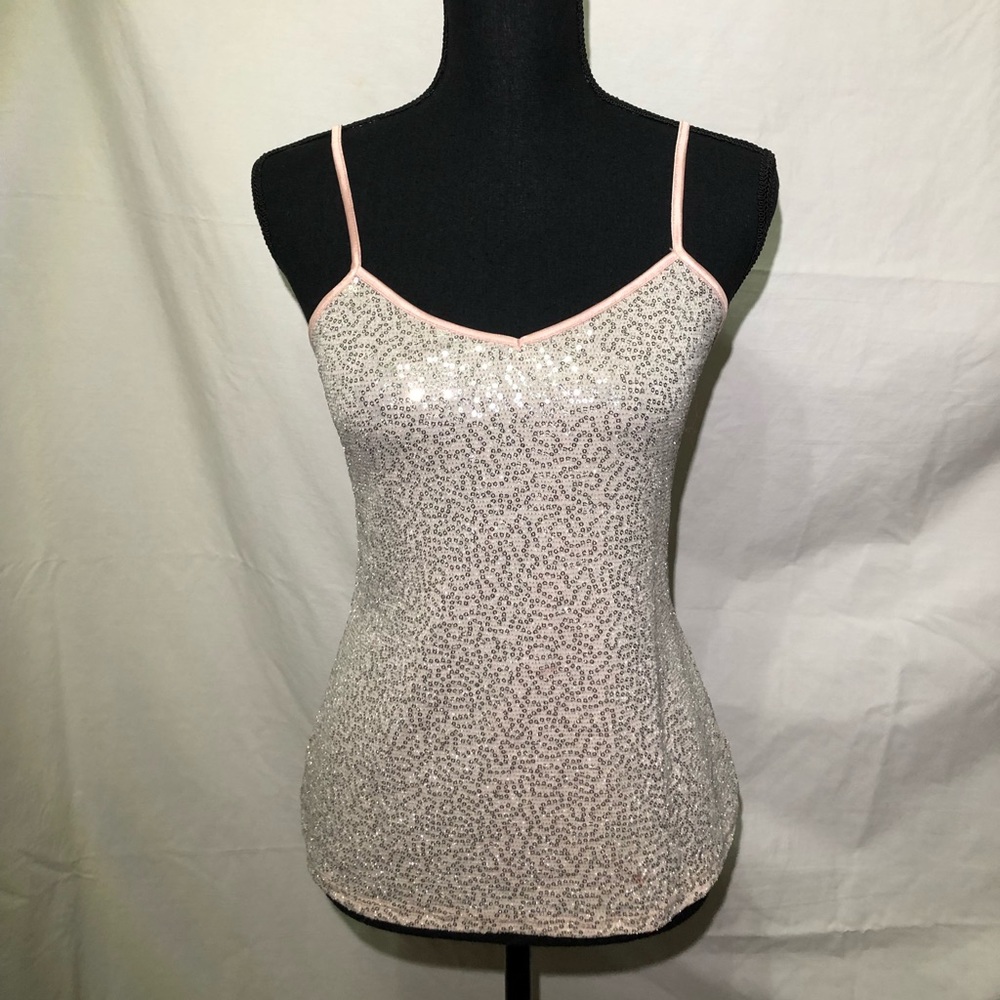 EXPRESS light pink sequin cami